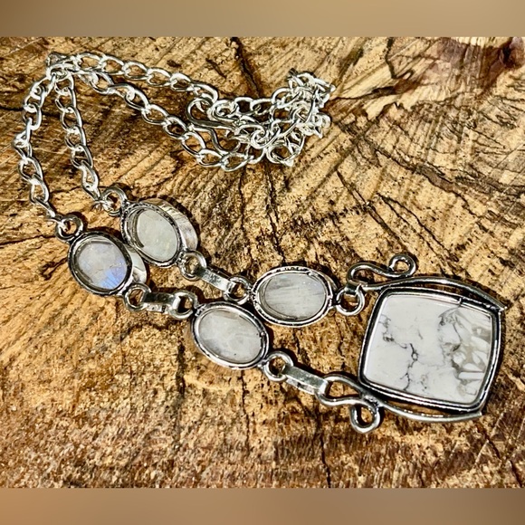 Dendritic & Rainbow Moonstone Necklace - Picture 6 of 9